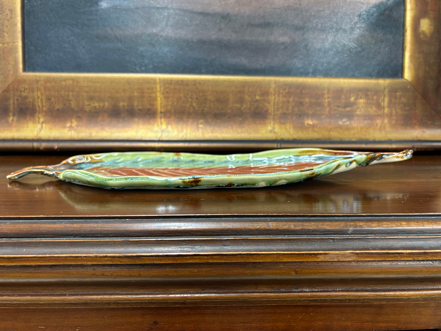 Signed Willie Seaborg Studio Pottery Leaf Platter