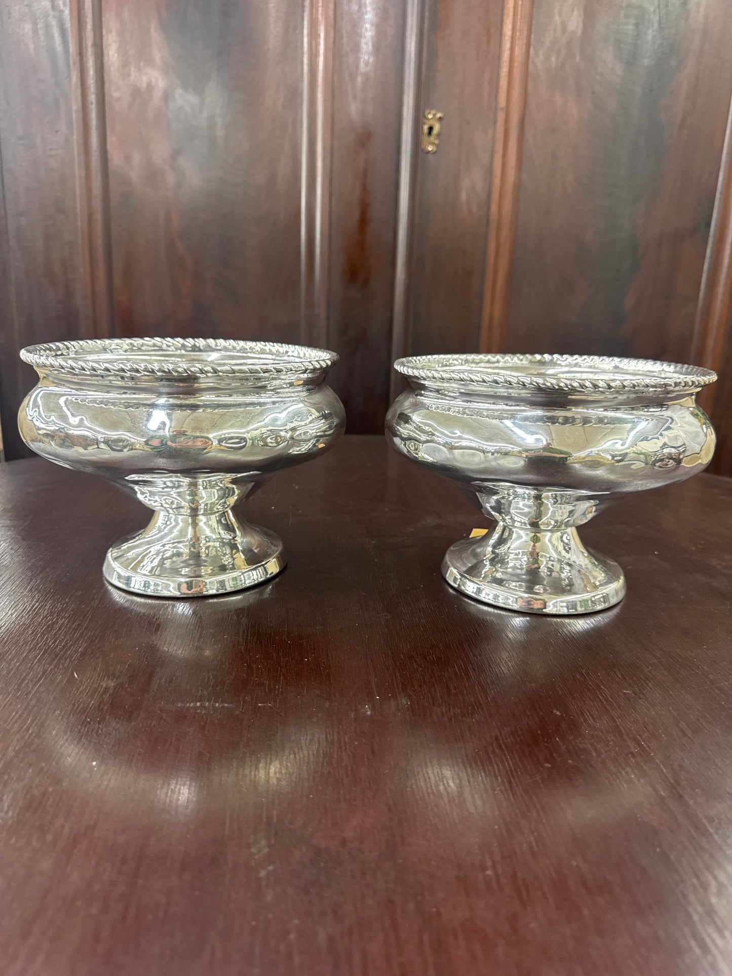 Silver plate pedestal bowls