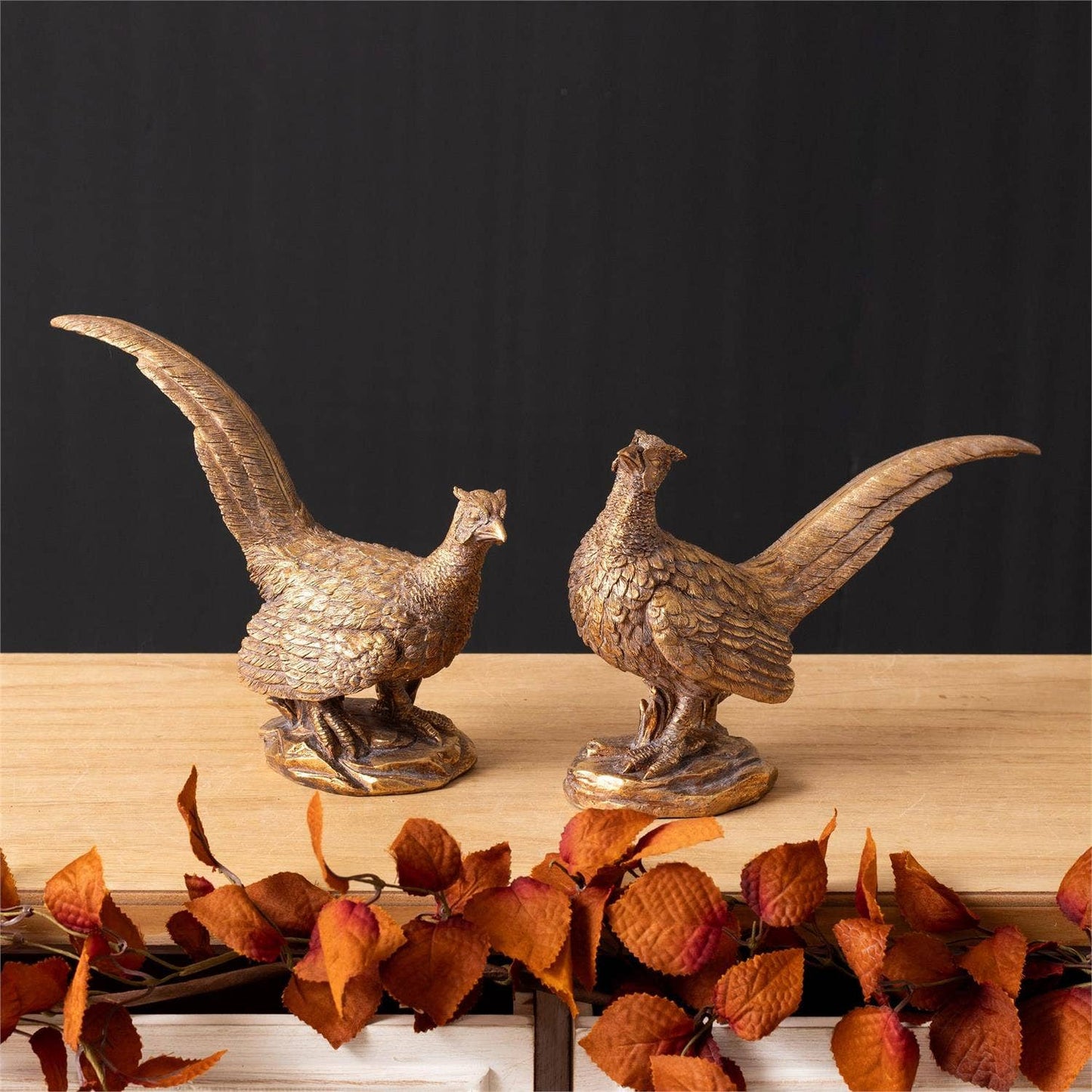 Gold Pheasant Figurine set of 2