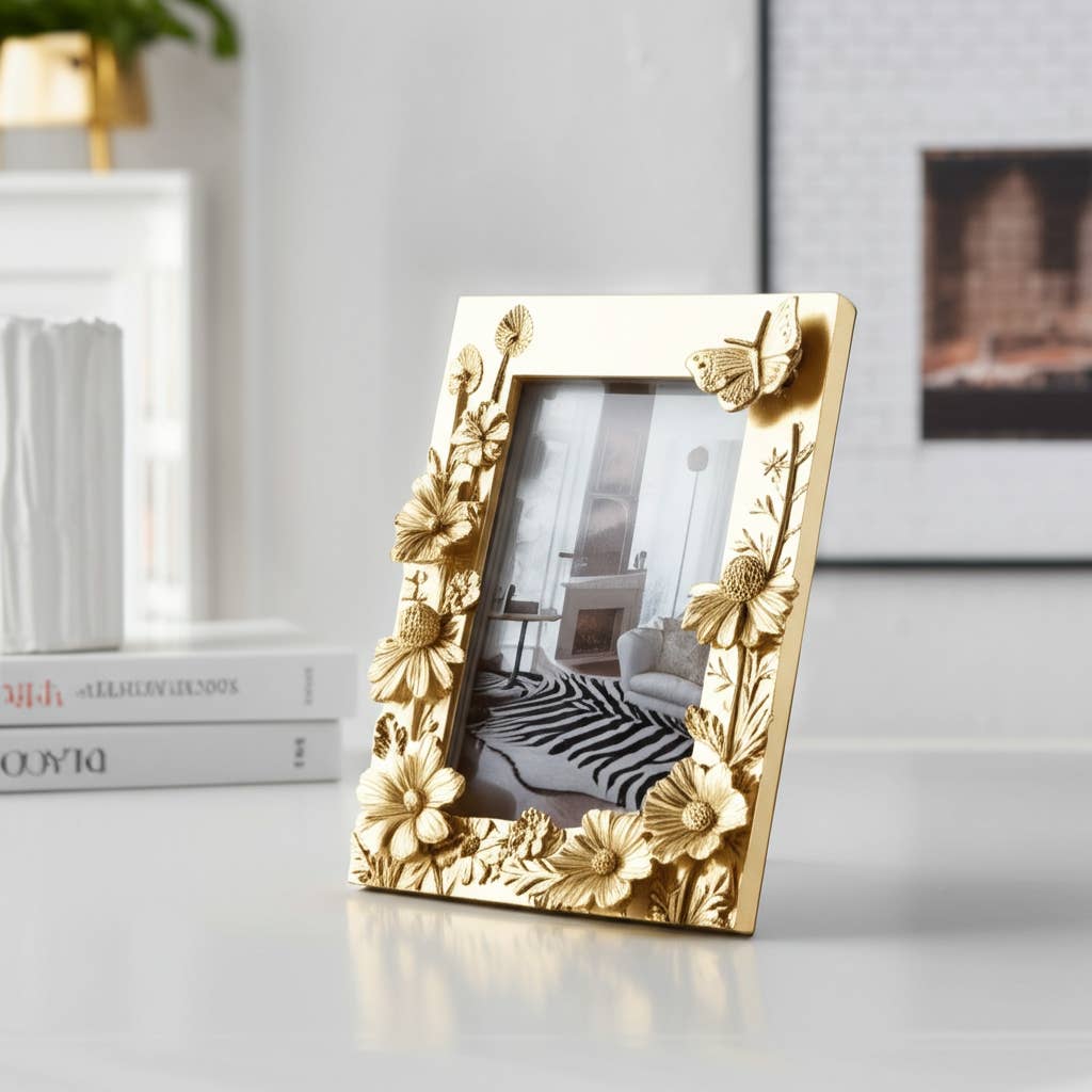 Resin Boho Spring Time Photo Frame - Gold, 4x6 in.