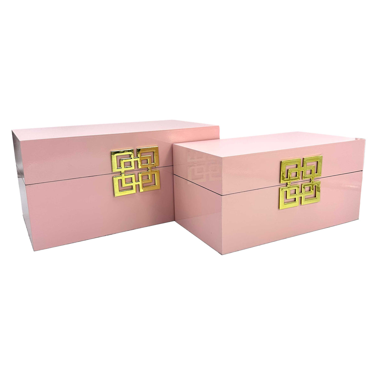 Wood Storage Box Gift Box - Pink & Gold