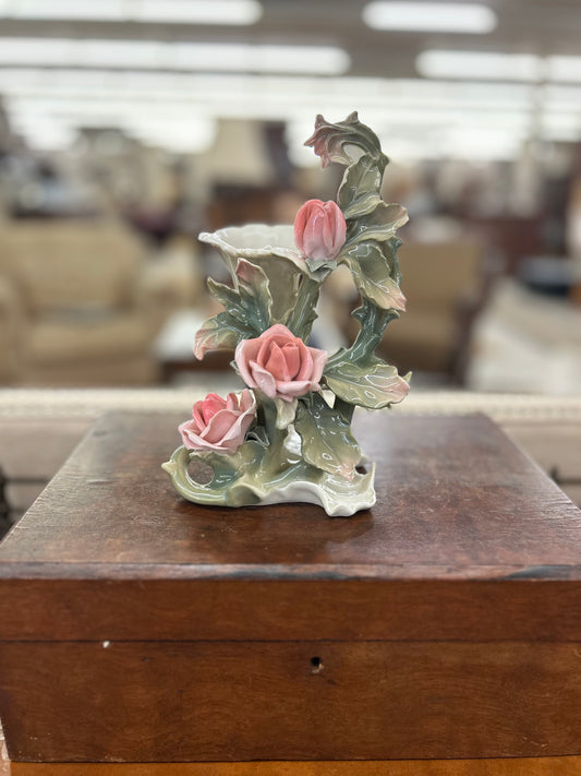 Delicate vintage porcelain floral vase