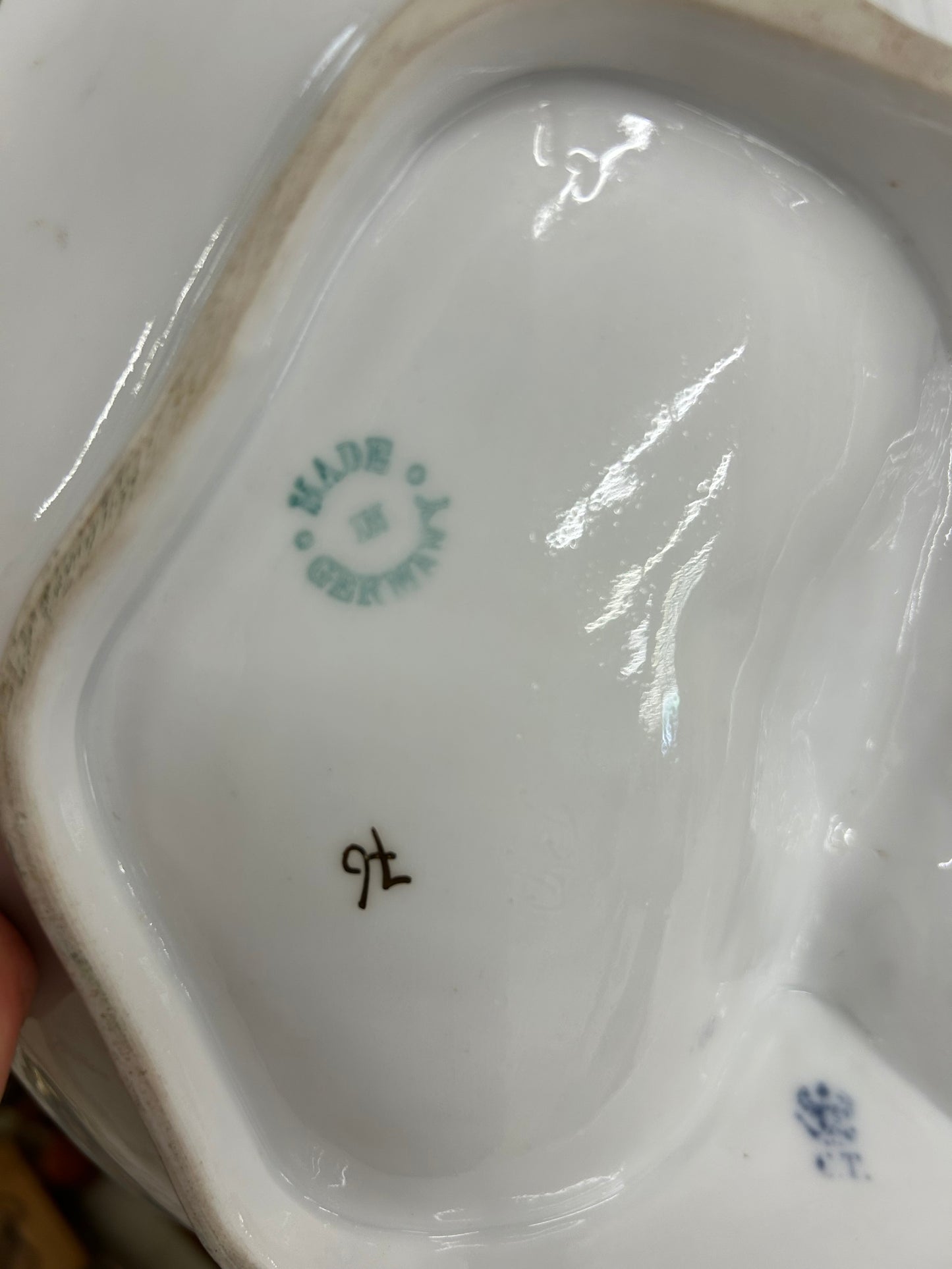 Beautiful antique German porcelain lobster divided serving dish
