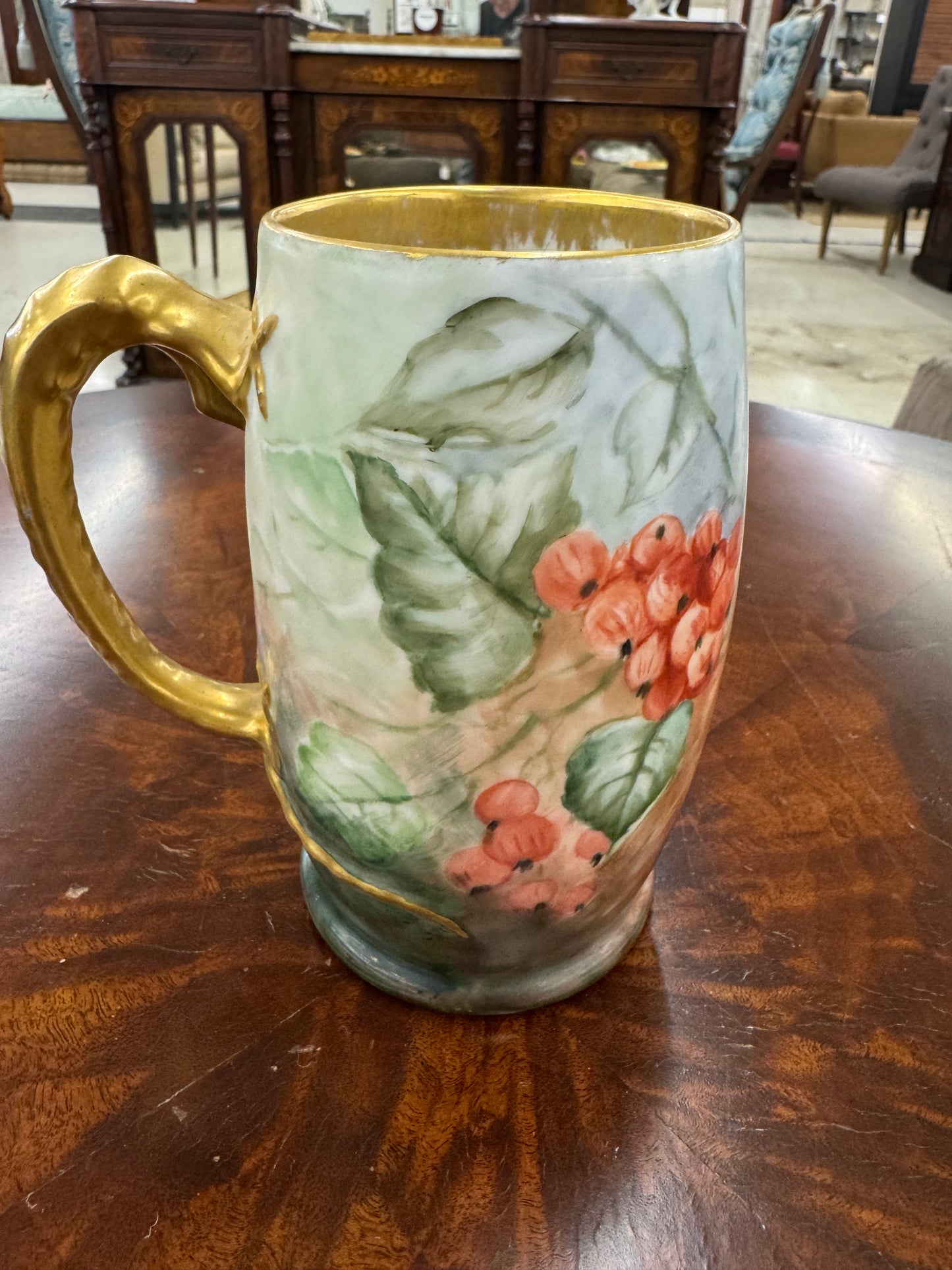 Antique J.P.L. France Hand-Painted Art Nouveau Tankard Vase