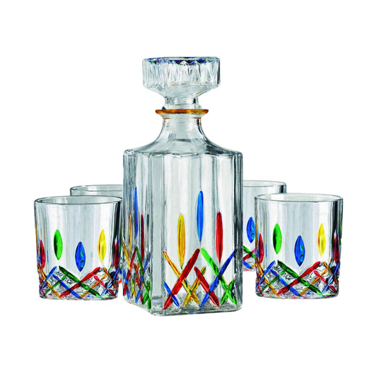 Venice 5 Piece Whiskey Decanter Set