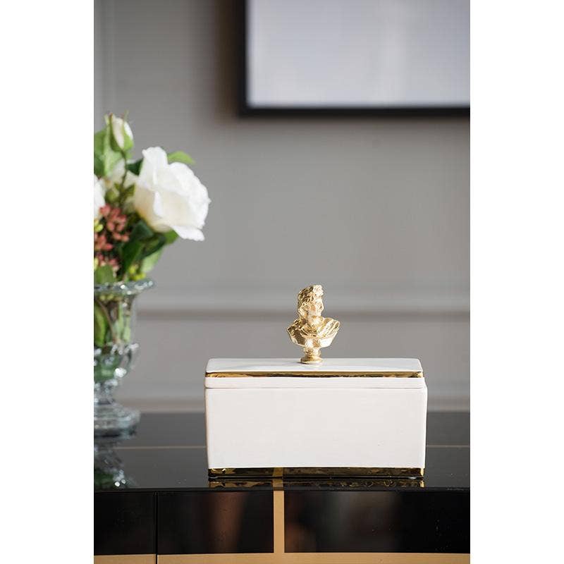 8x3.5x4" Canister w/ Lid - White/Gold