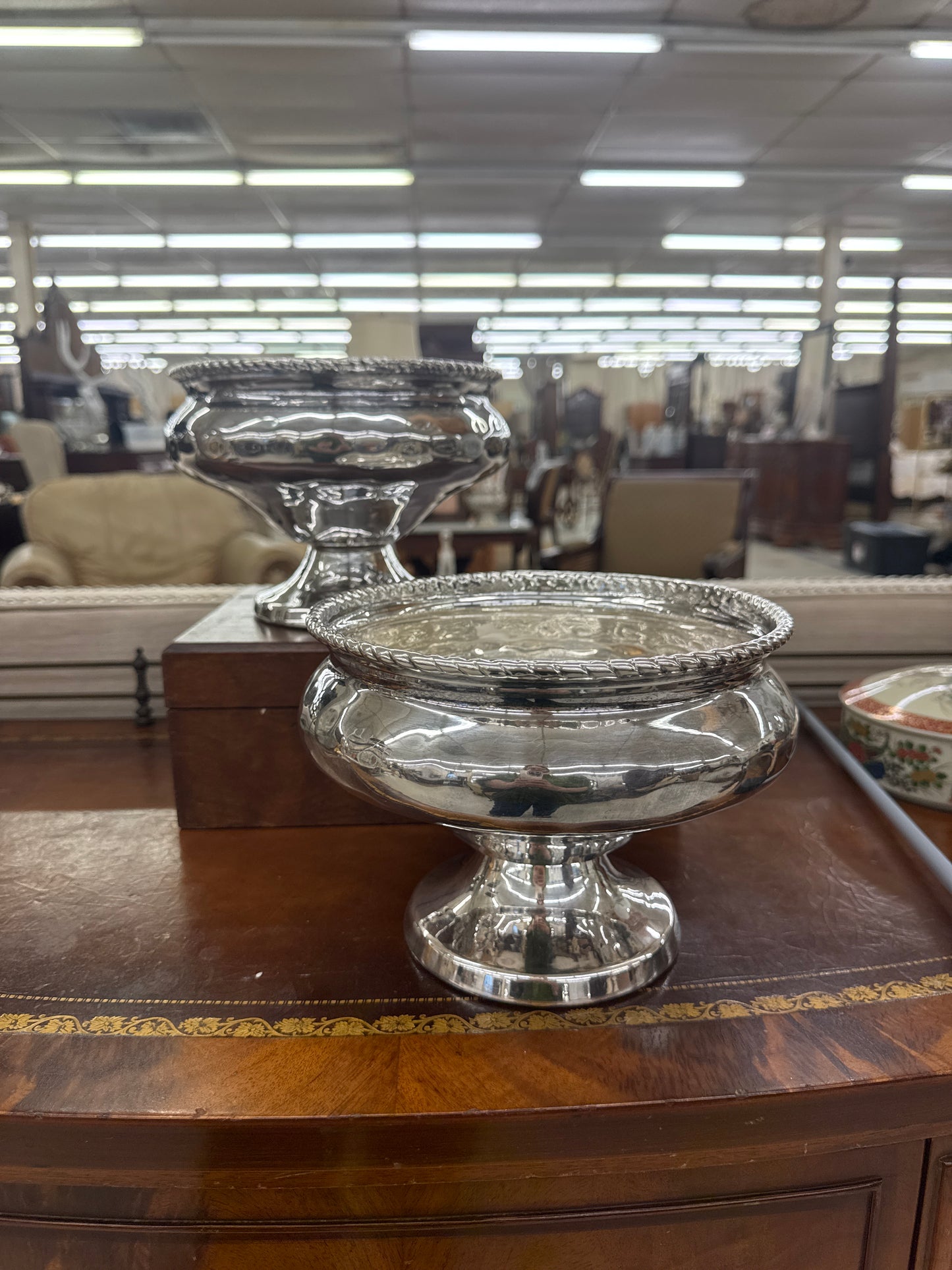 Silver plate pedestal bowls