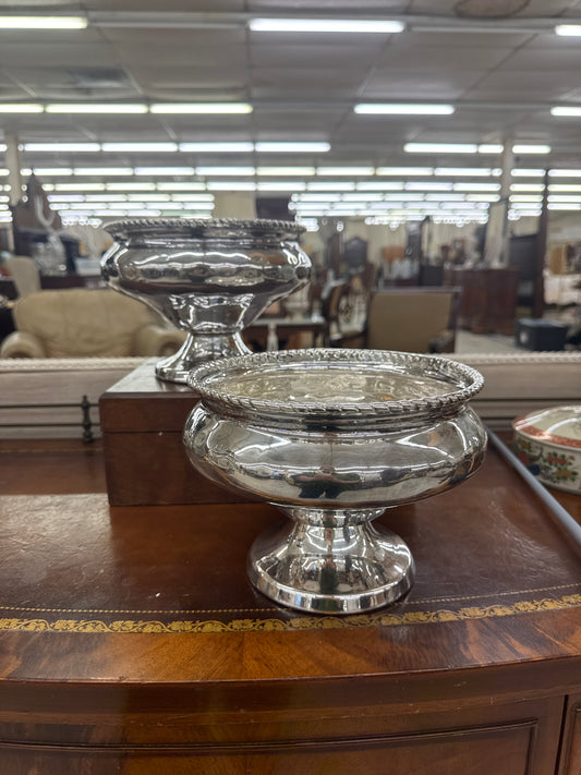 Silver plate pedestal bowls