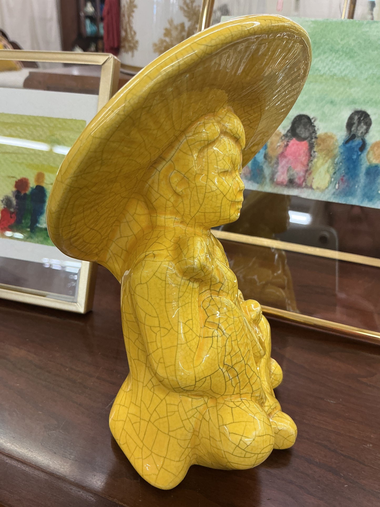Vintage Asian Crackle Glaze Figurine