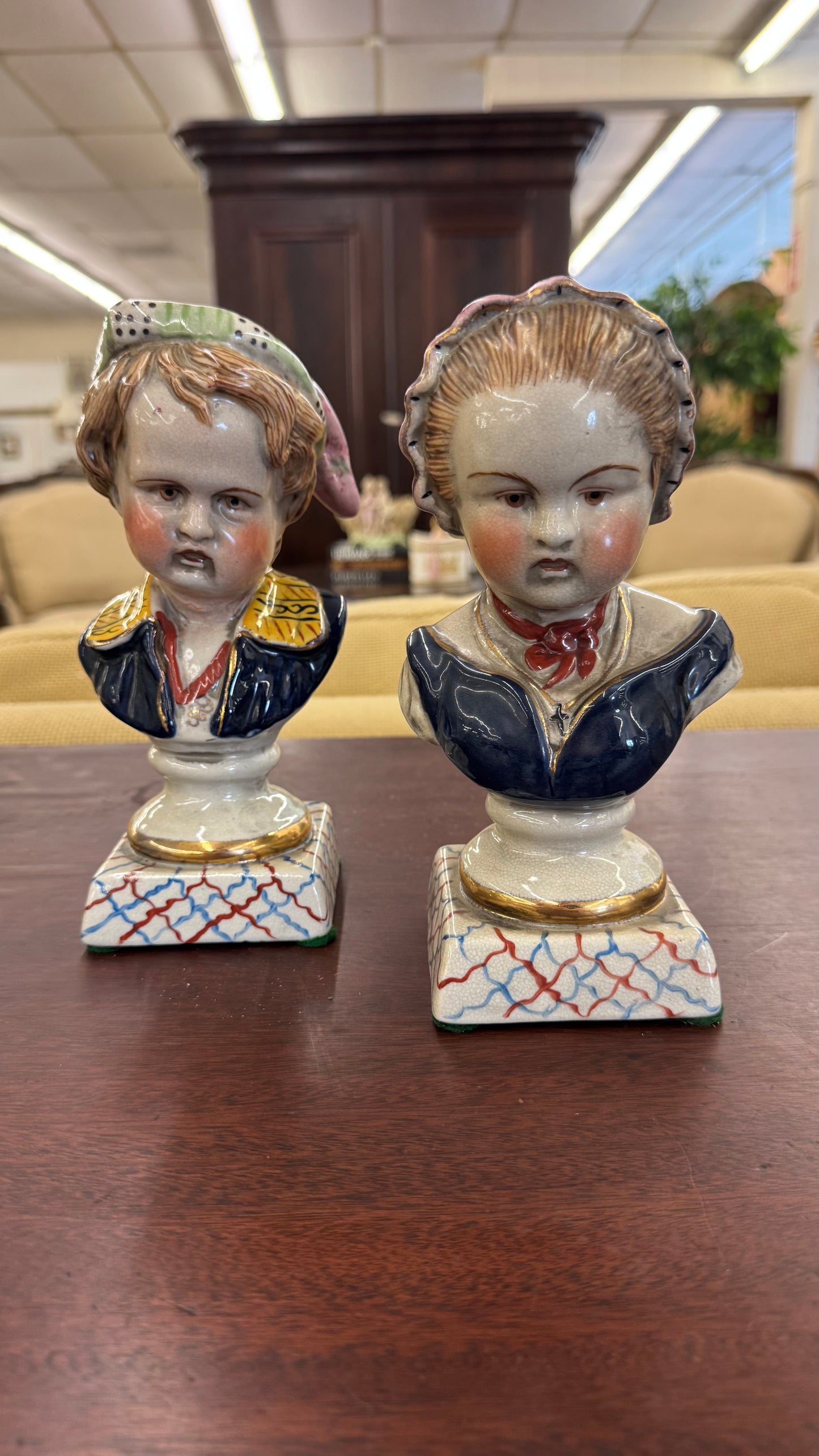 Pair of Vintage Porcelian Bust