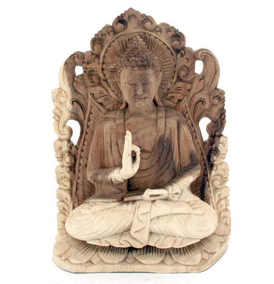 Hand Carved Wood Wall Buddha