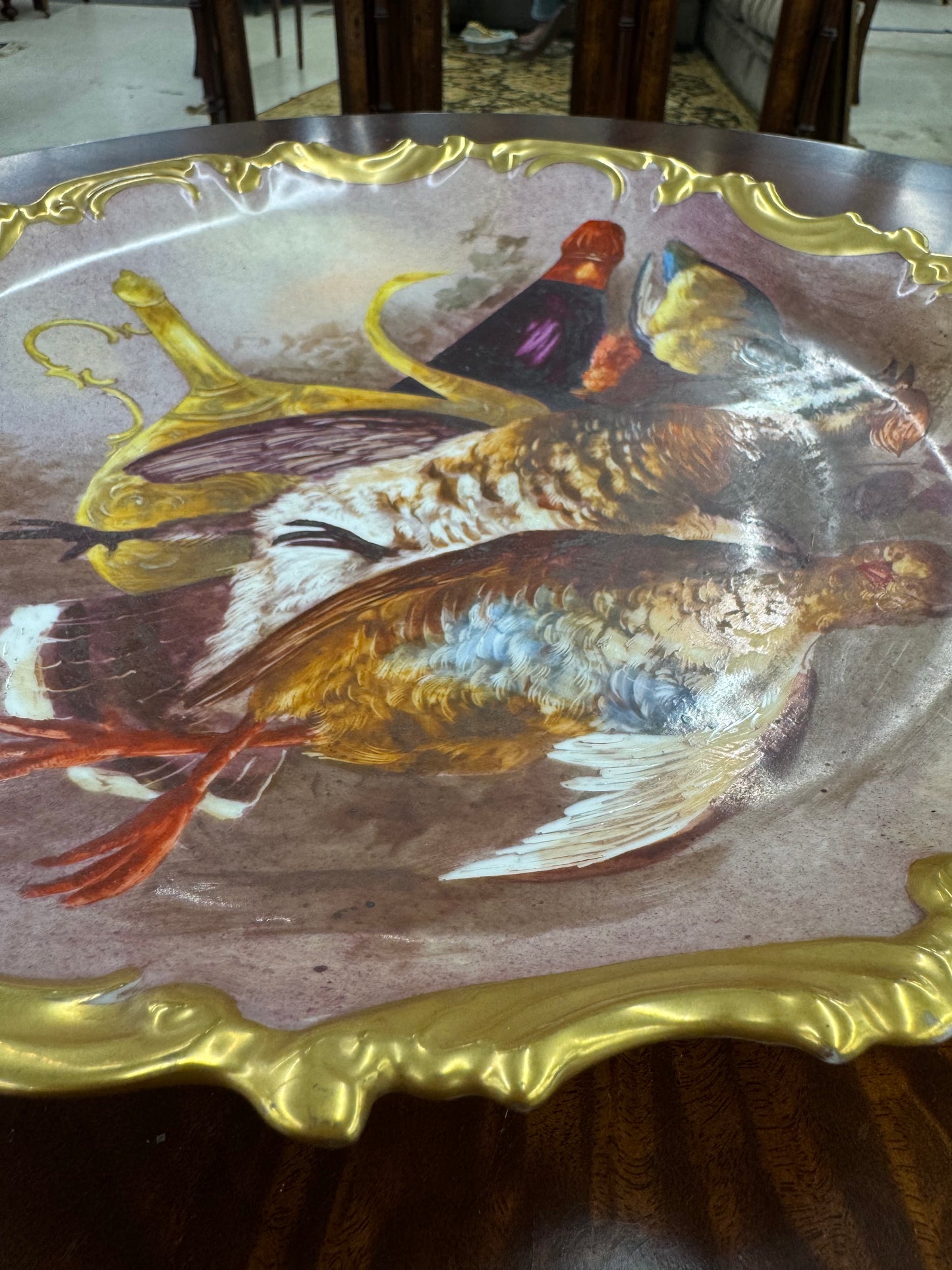 Antique Limoges France HandPainted Game Bird Charger Signed