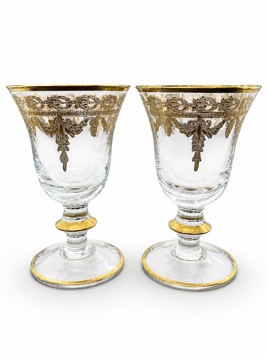 Arte Italica Hand-Blown Italian Gold Encrusted Cordial Goblet