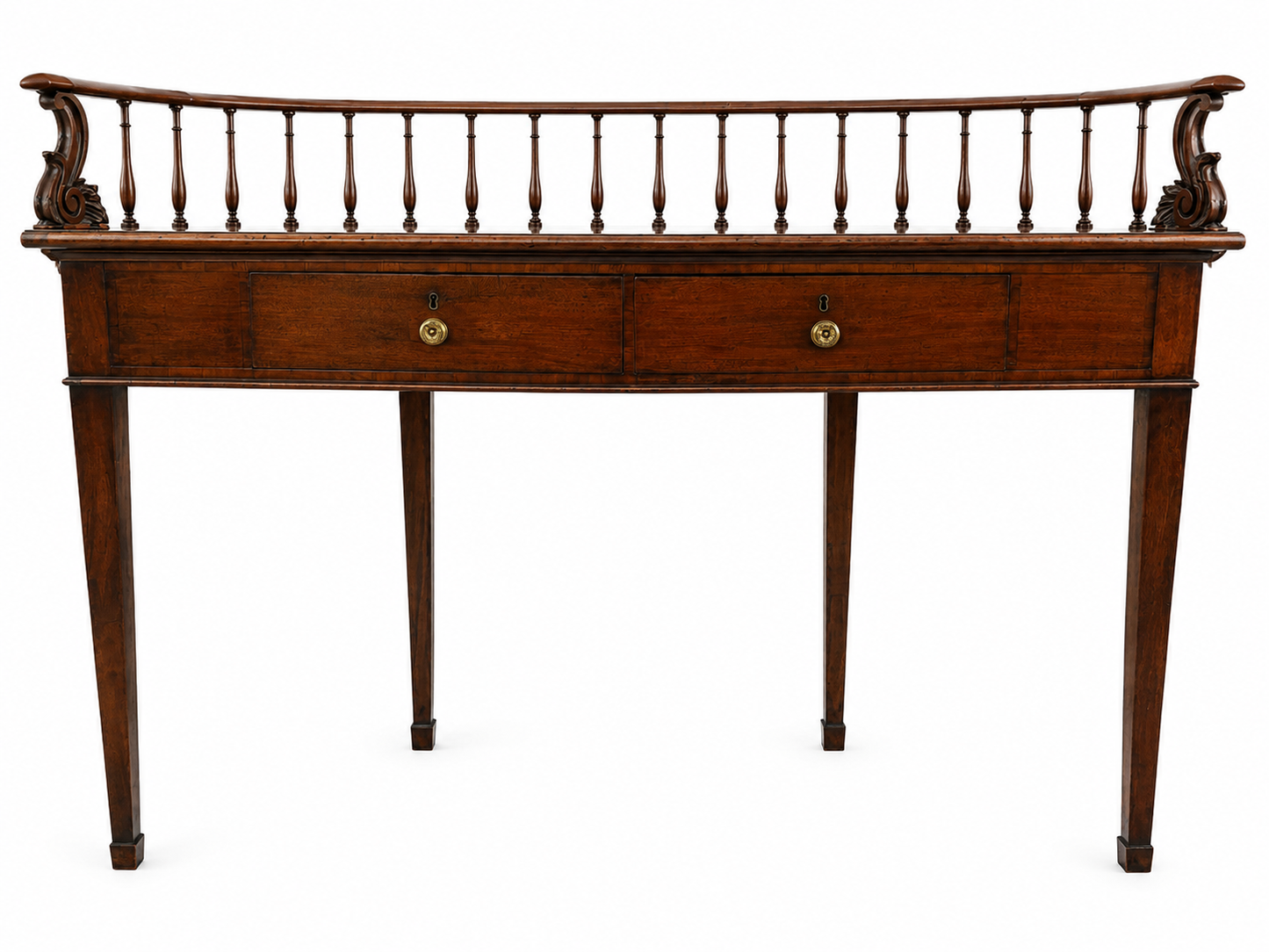 English Regency-style mahogany two-drawer sofa table,