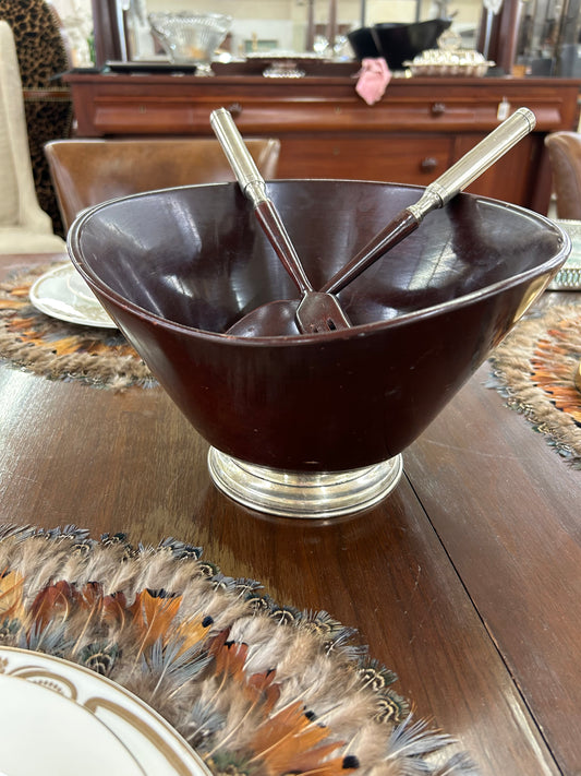 Vintage mahogany salad bowl set