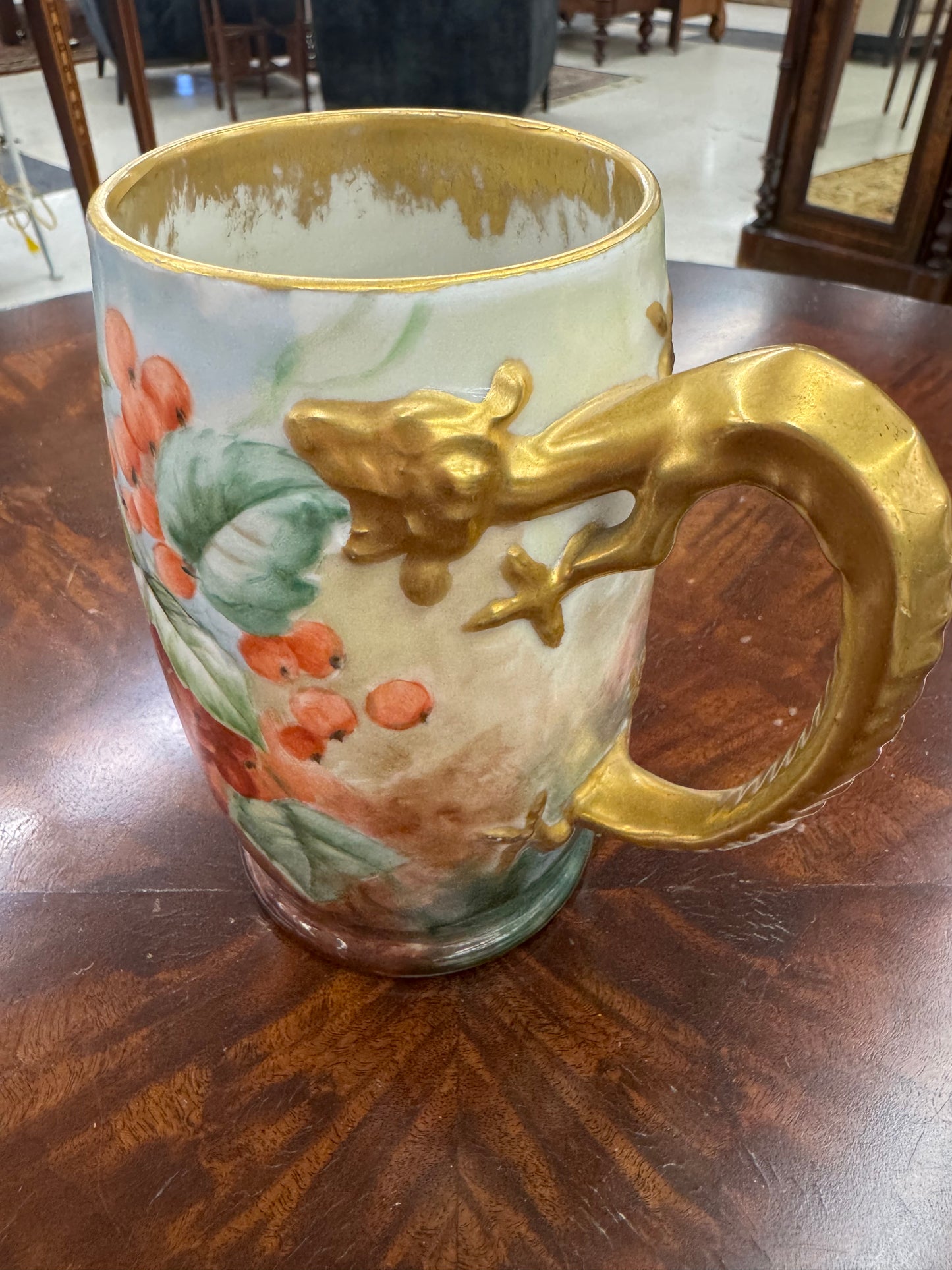 Antique J.P.L. France Hand-Painted Art Nouveau Tankard Vase