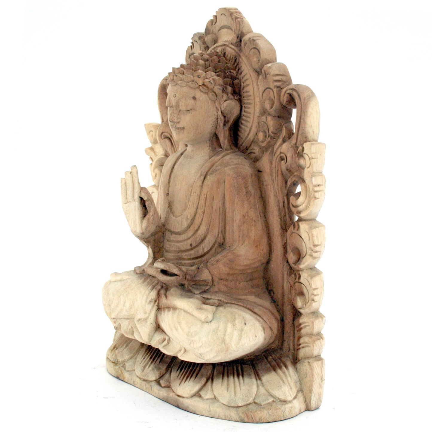 Hand Carved Wood Wall Buddha