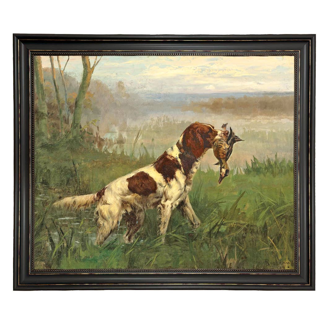 Setter and a Ruddy Duck Vintage Painted Print | Wall art
