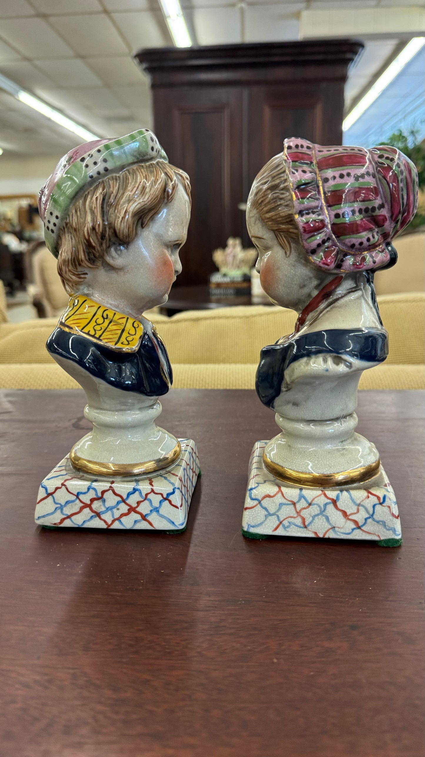 Pair of Vintage Porcelian Bust