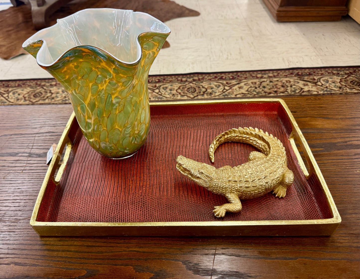 Burgundy Lizard Skin Tray