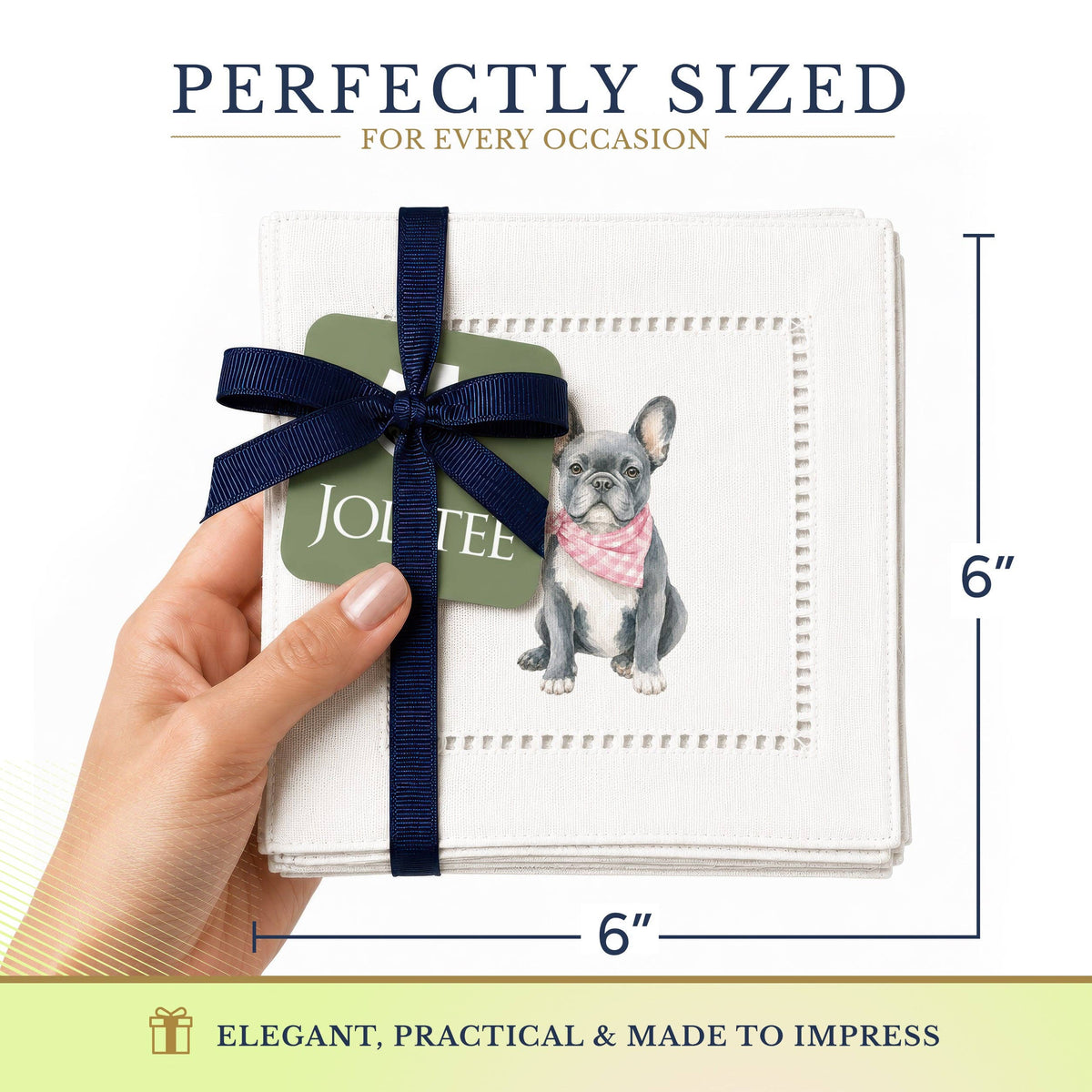 Pet Story French Bulldog Hemstitch Napkins