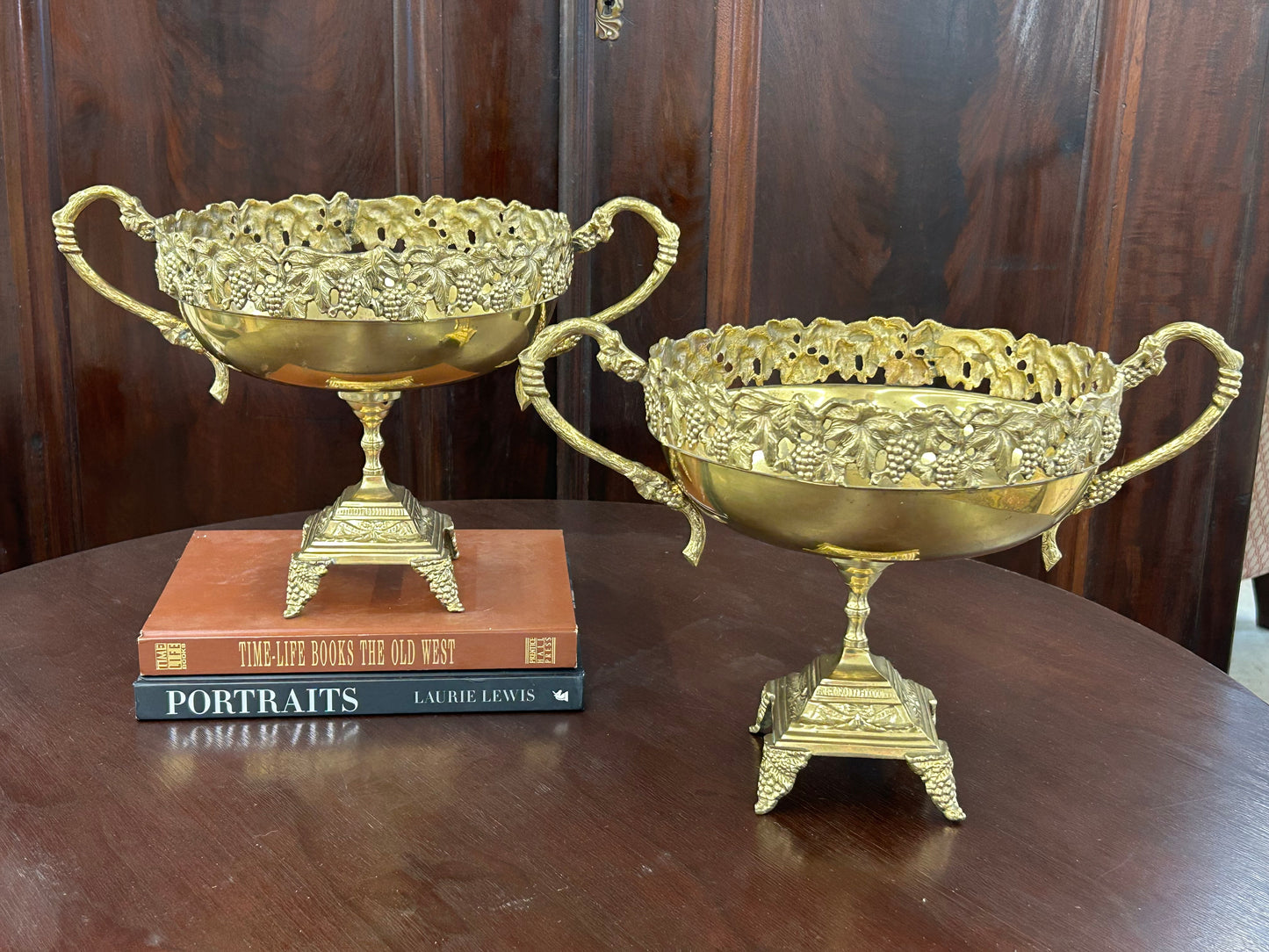 Vintage Brass Grapevine Centerpiece Bowl