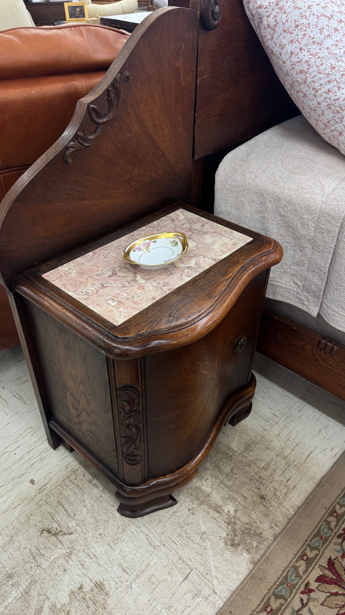 Antique Oak Art Nouveau Bedroom Suite Bed