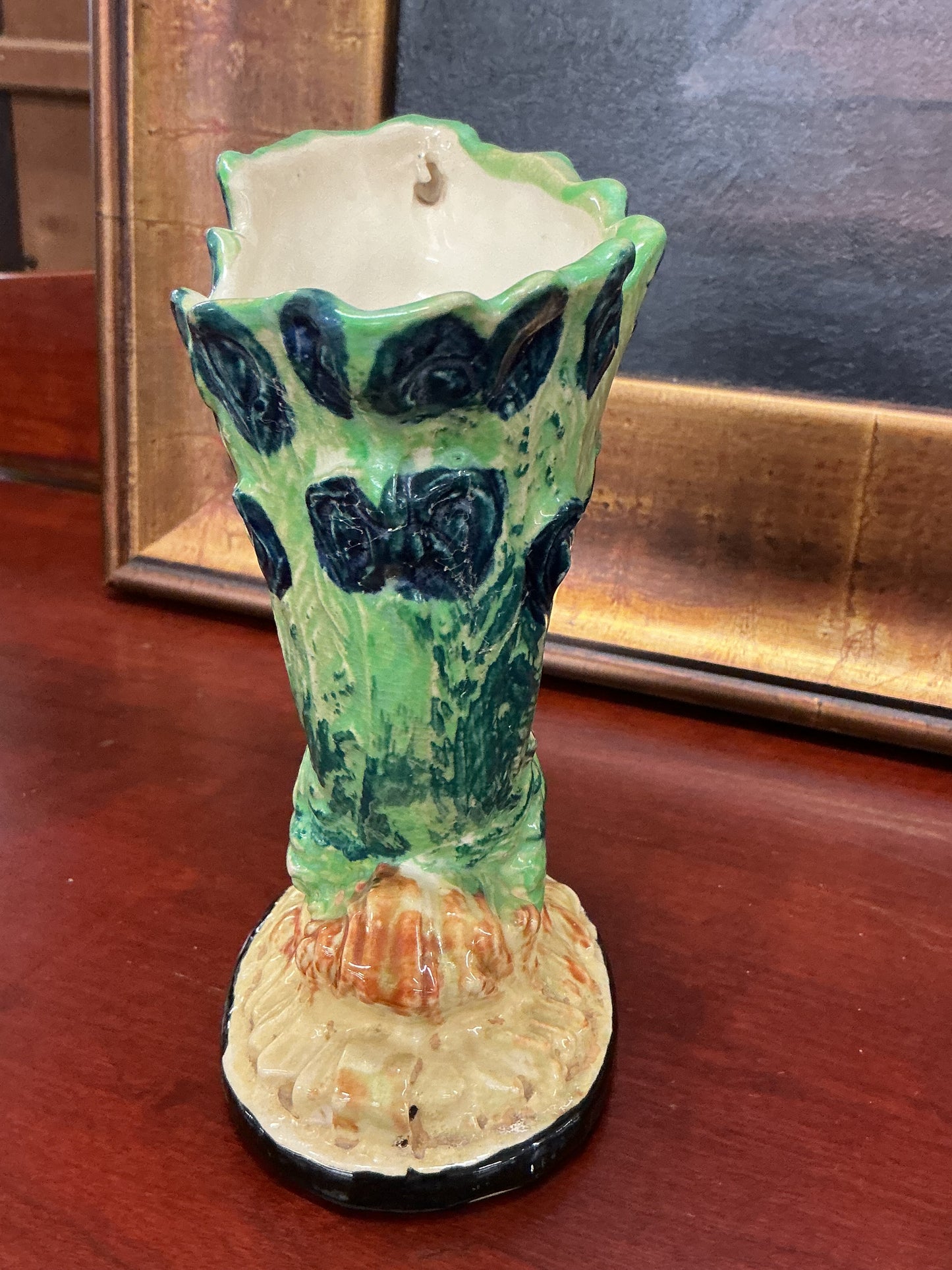 Vintage Japanese Majolica-Style Pheasant Vase (Made in Japan)