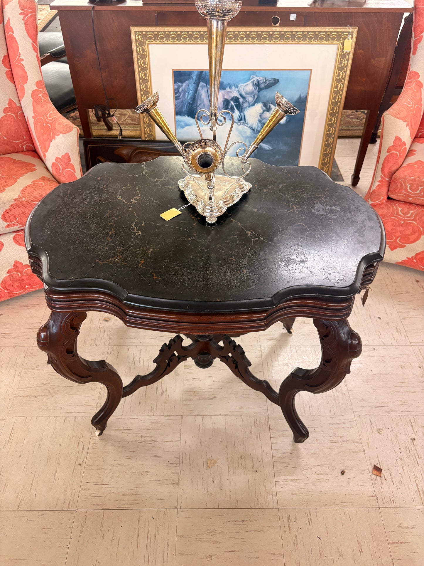 Black marble top table