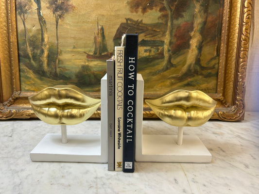 Modern glam gold lips bookends