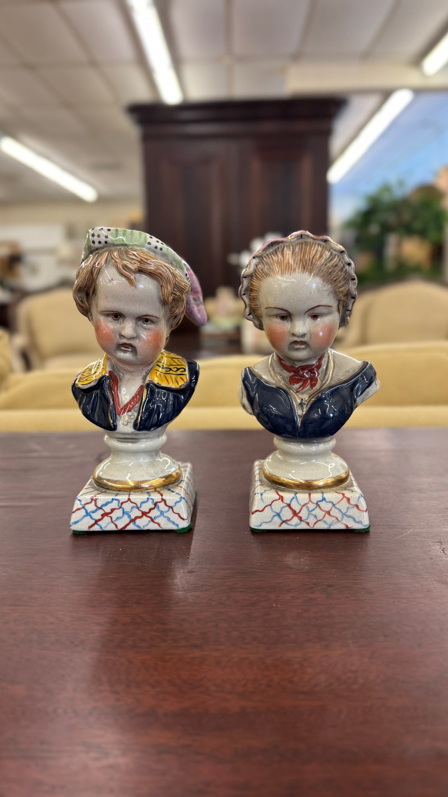 Pair of Vintage Porcelian Bust
