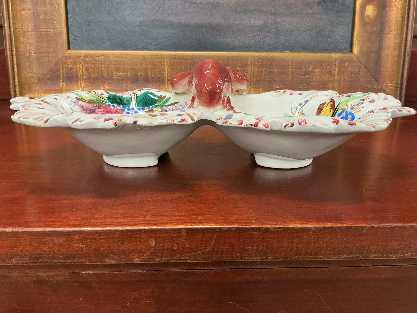 Vintage Italian Majolica Lobster Double Dish