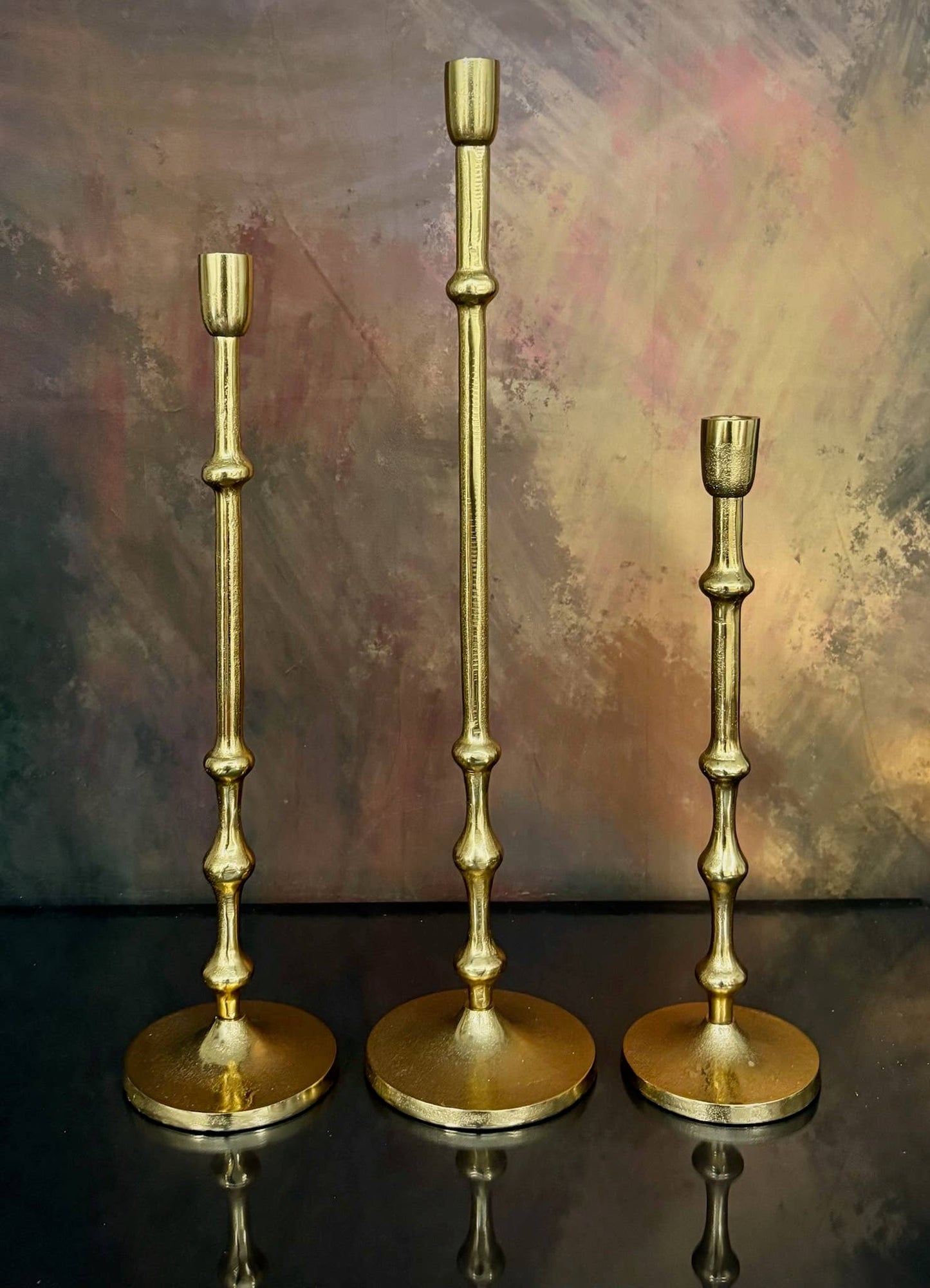 19"H GWEN GOLDEN CANDLESTICK