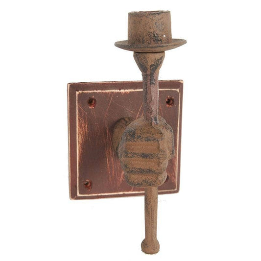 4.3x4.5x8" Iron Candle Holder - Brown