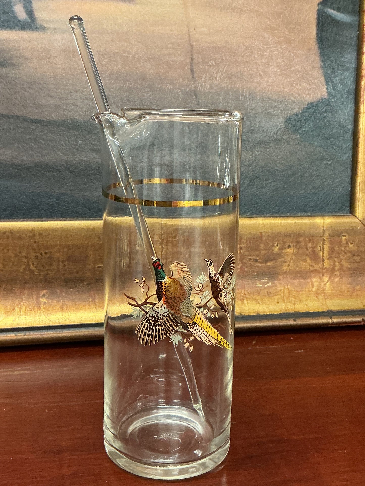 Vintage Pheasant Highball Pitcher w/ Stirrer