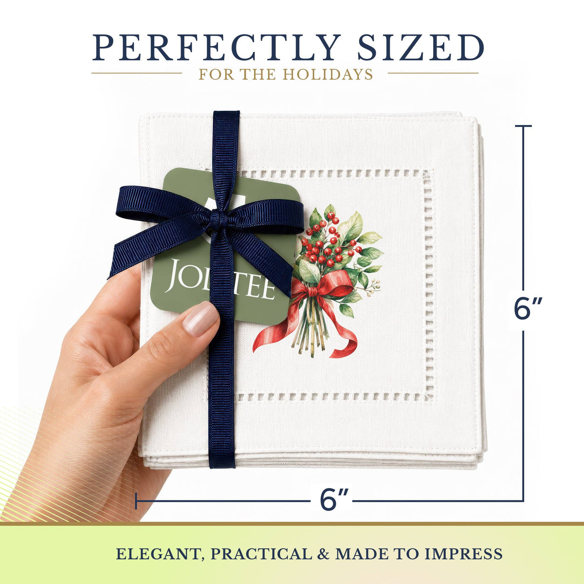 Holiday Hostess Mistletoe Hemstitch Napkins