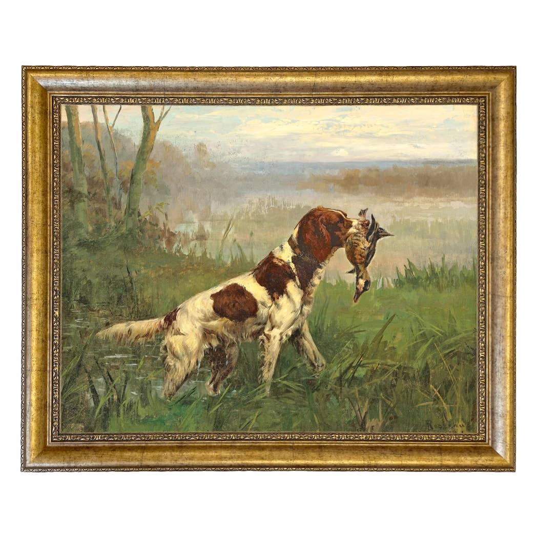 Setter and a Ruddy Duck Vintage Painted Print | Wall art