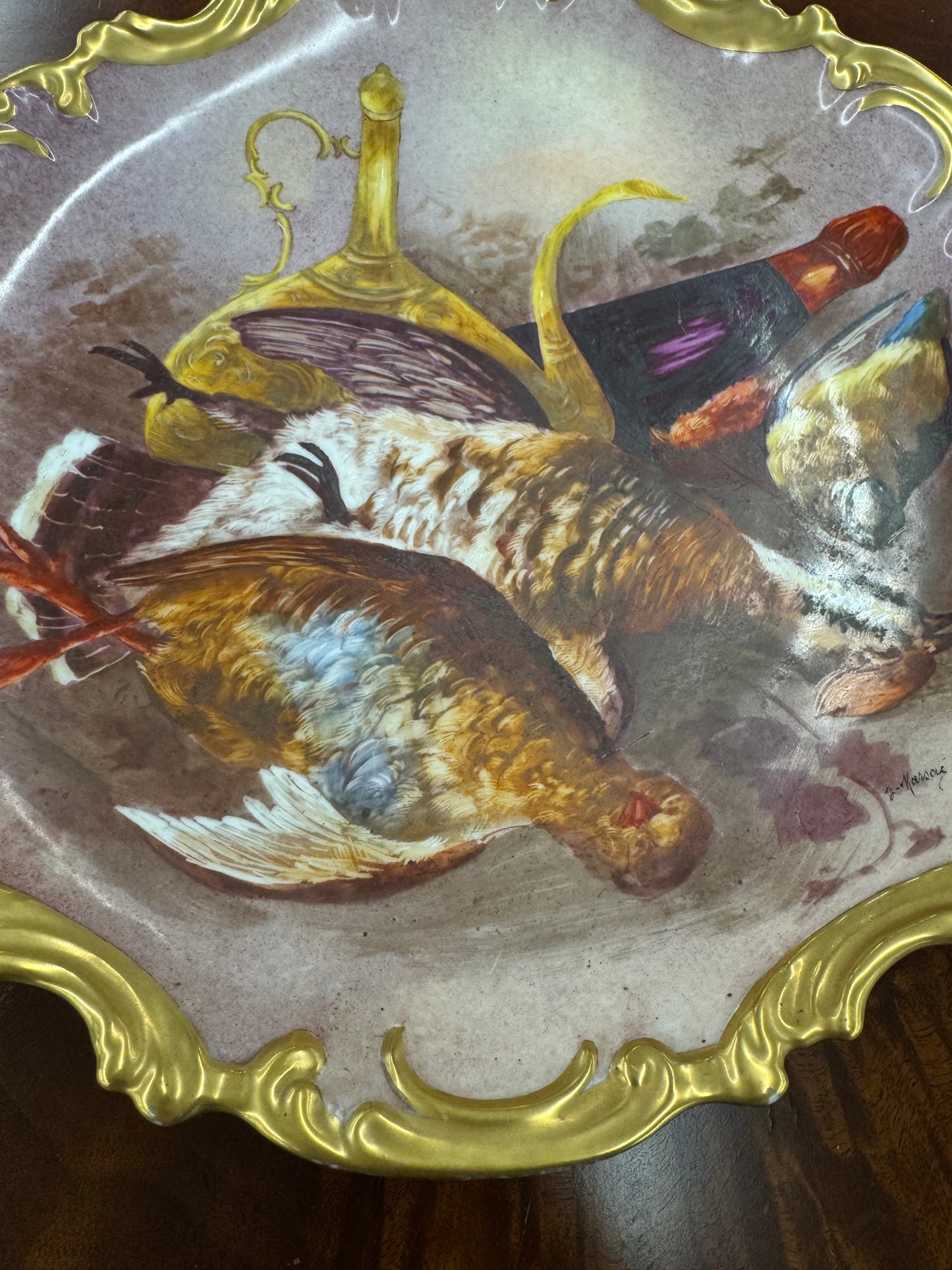 Antique Limoges France HandPainted Game Bird Charger Signed