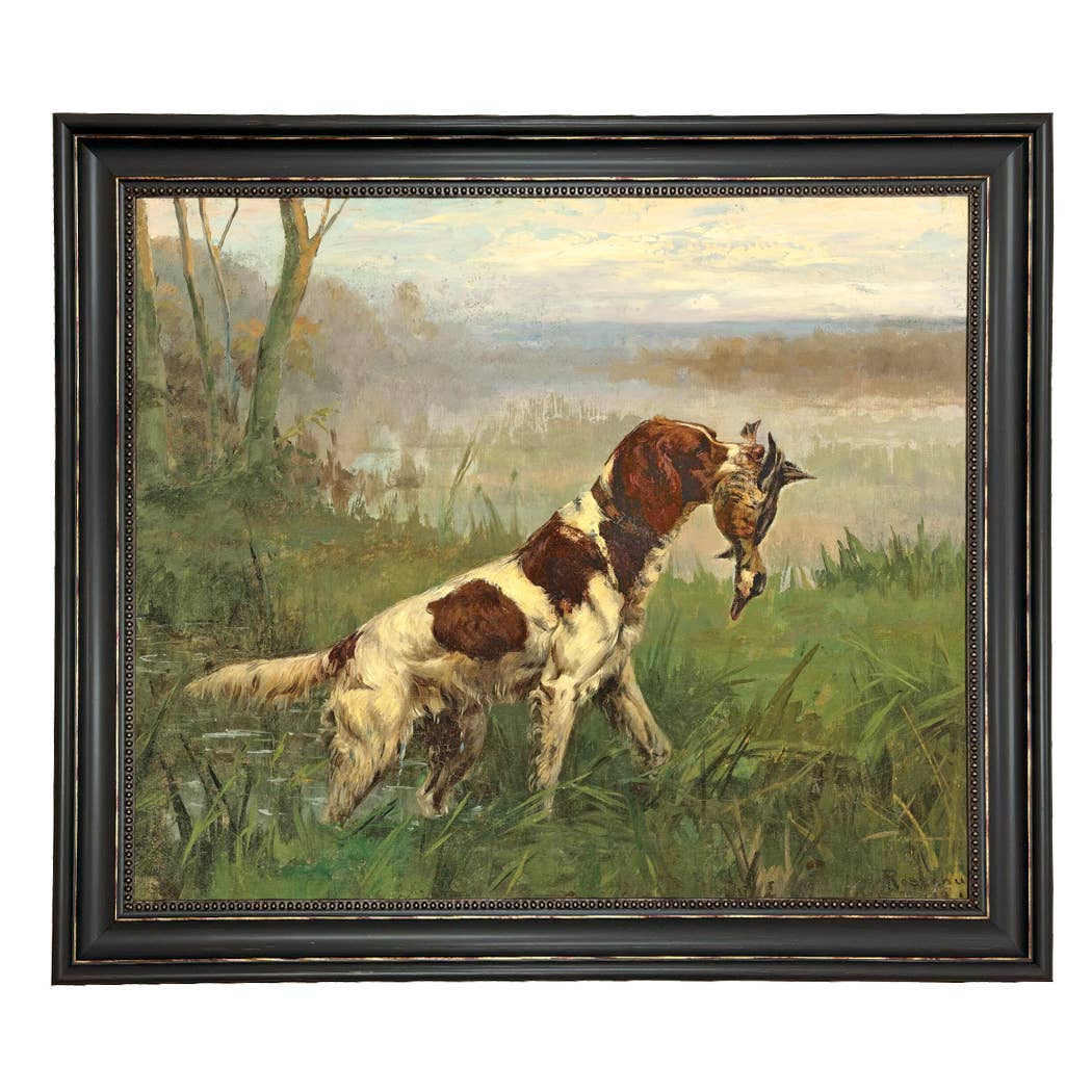 Setter and a Ruddy Duck Vintage Painted Print | Wall art