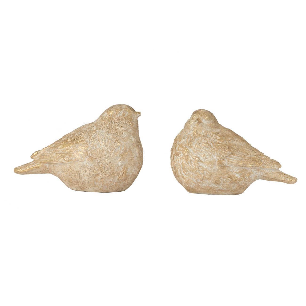 S/2 6x3.5x4" Golden Doves Resin Figurine Set