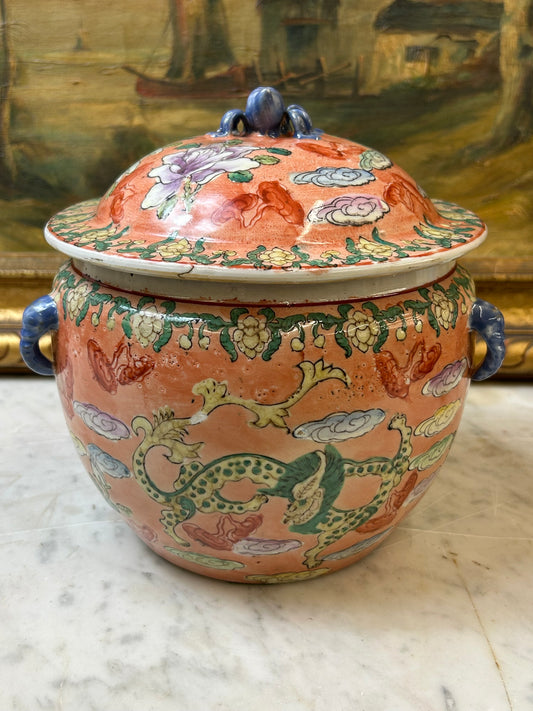 Famille rose dragon ginger jar