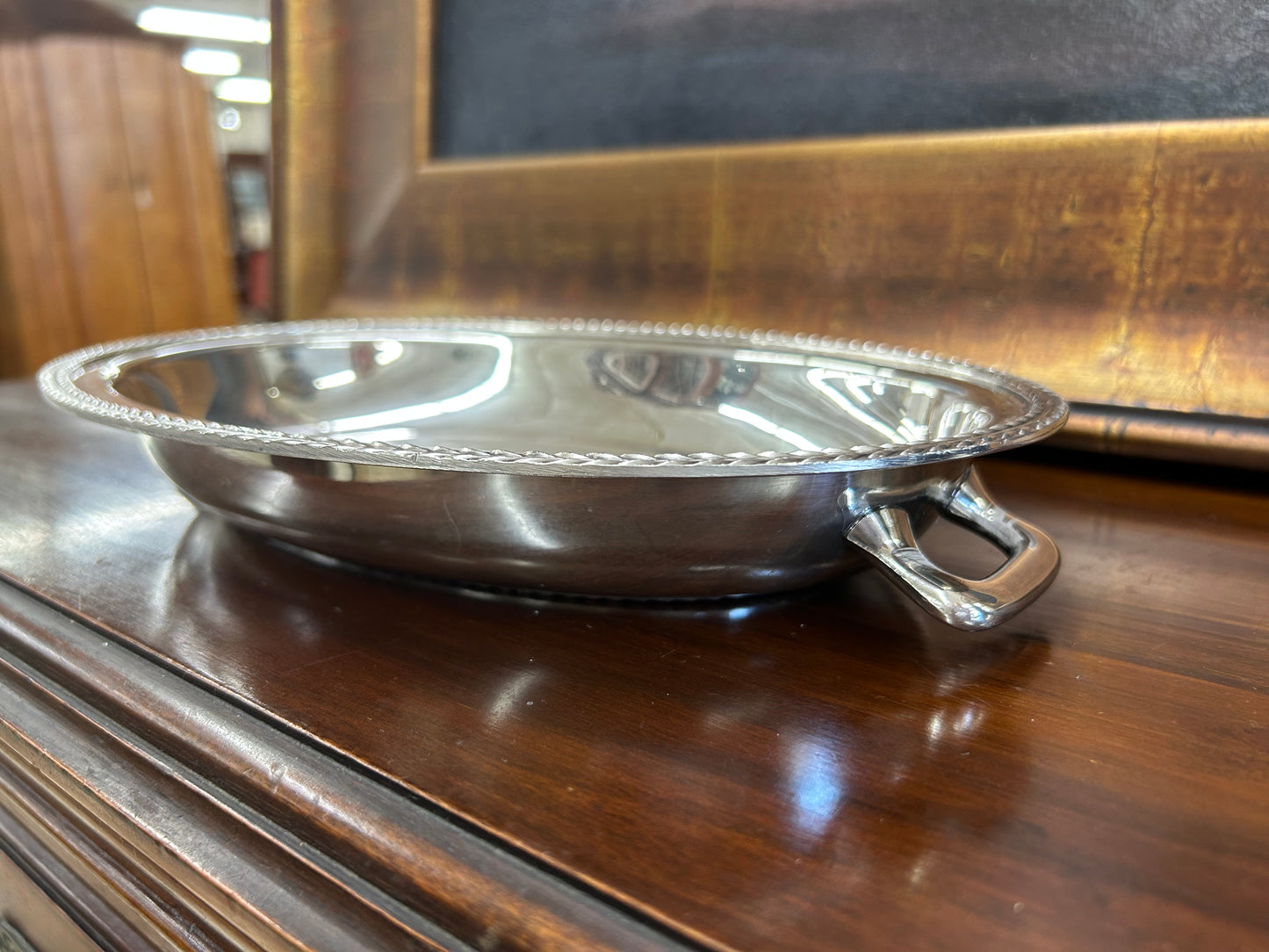 Vintage Silverplate Oval Serving Dish with Handles