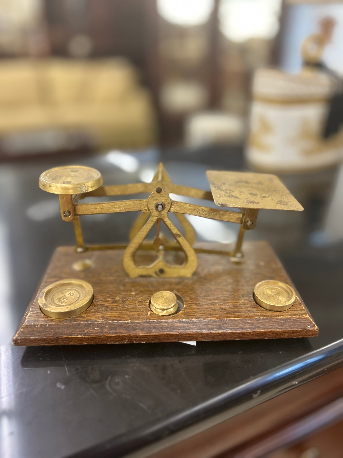 Vintage Brass Jeweler’s Balance Scale with Weights