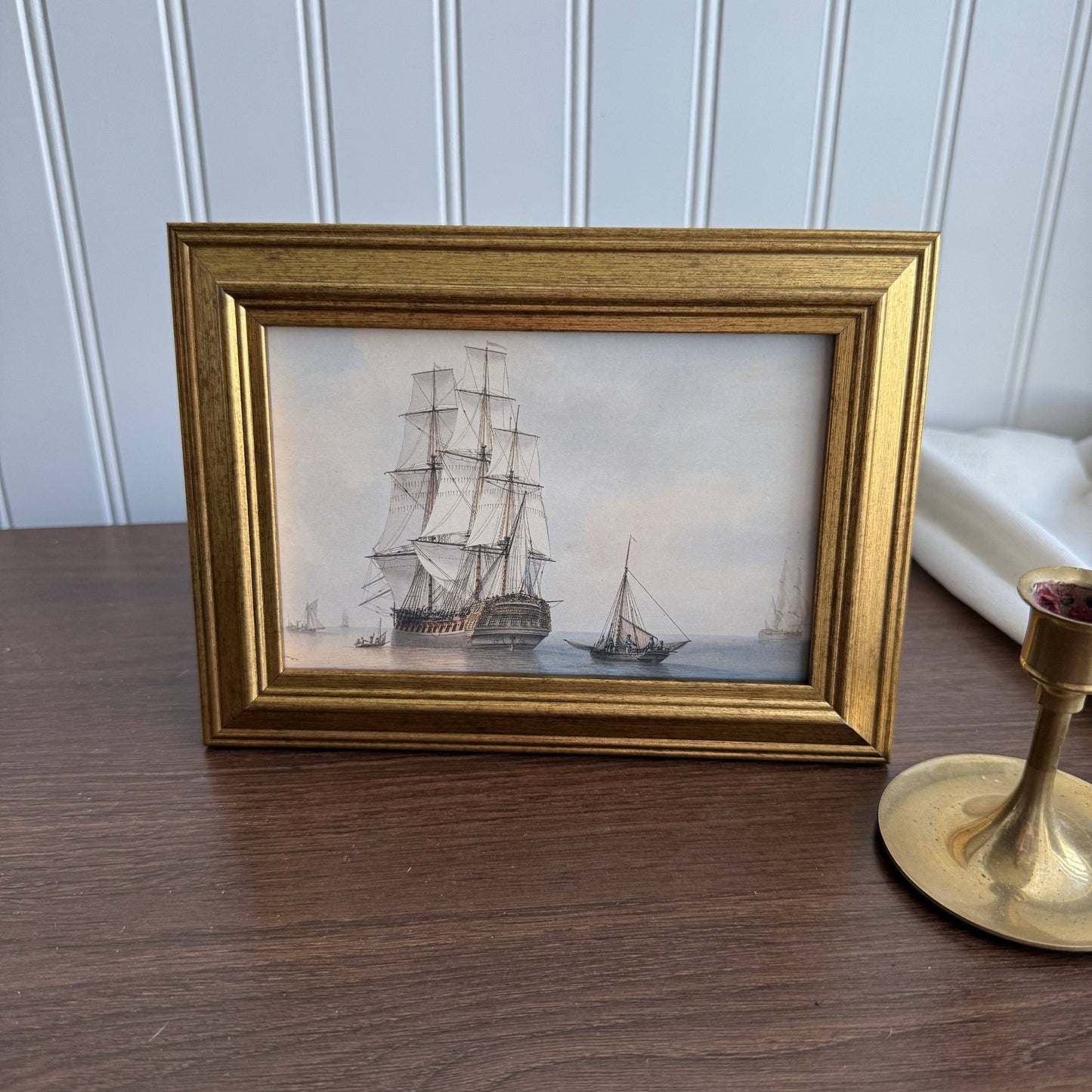 Vintage Style Pirate Ship painting Art Print Framed