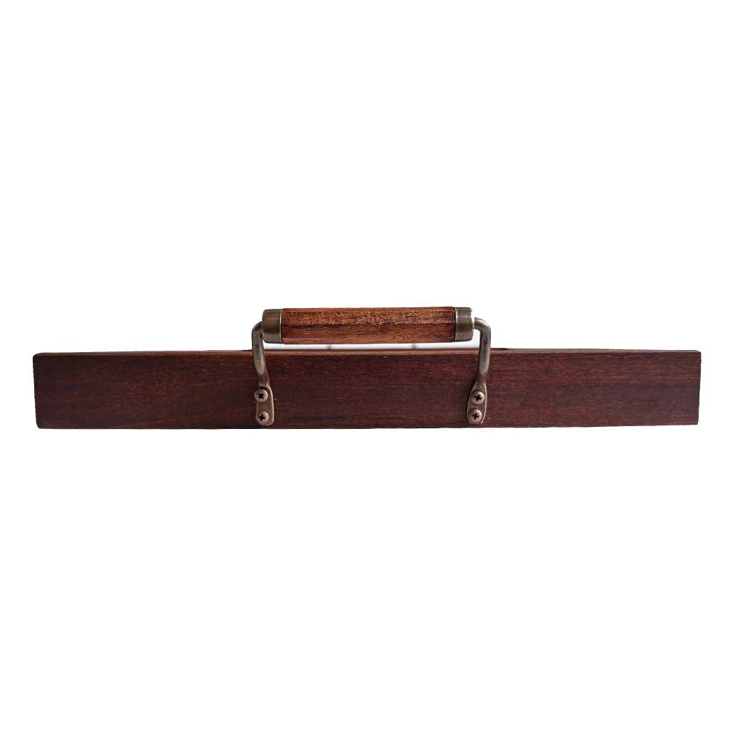 Tropical Floral Wood and Glass Tray, Vintage Style