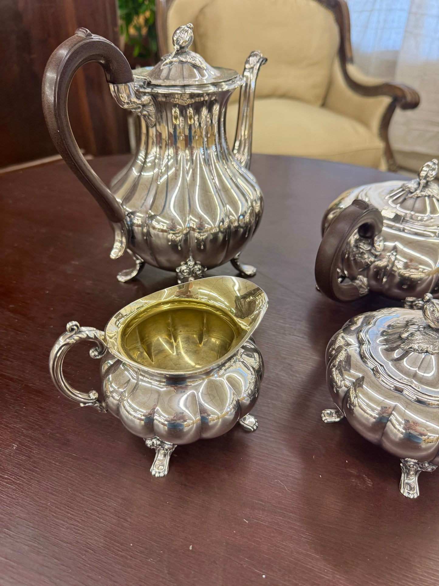 Melon Sheffield 4 pc Tea Set designed by Community Silver
