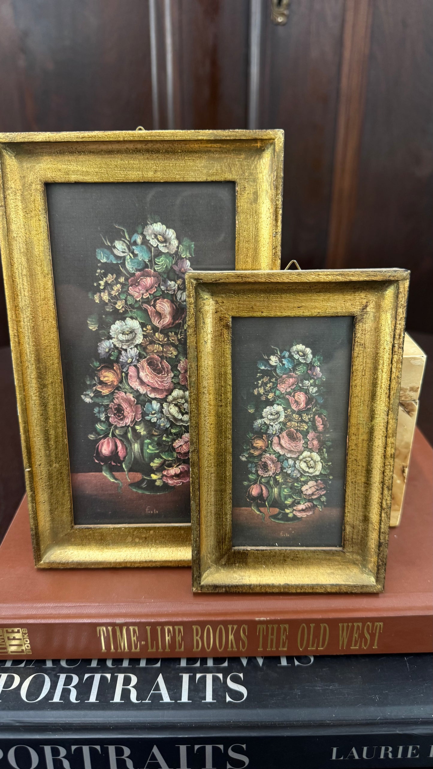 Pair of Vintage Floral Gilt Framed Prints
