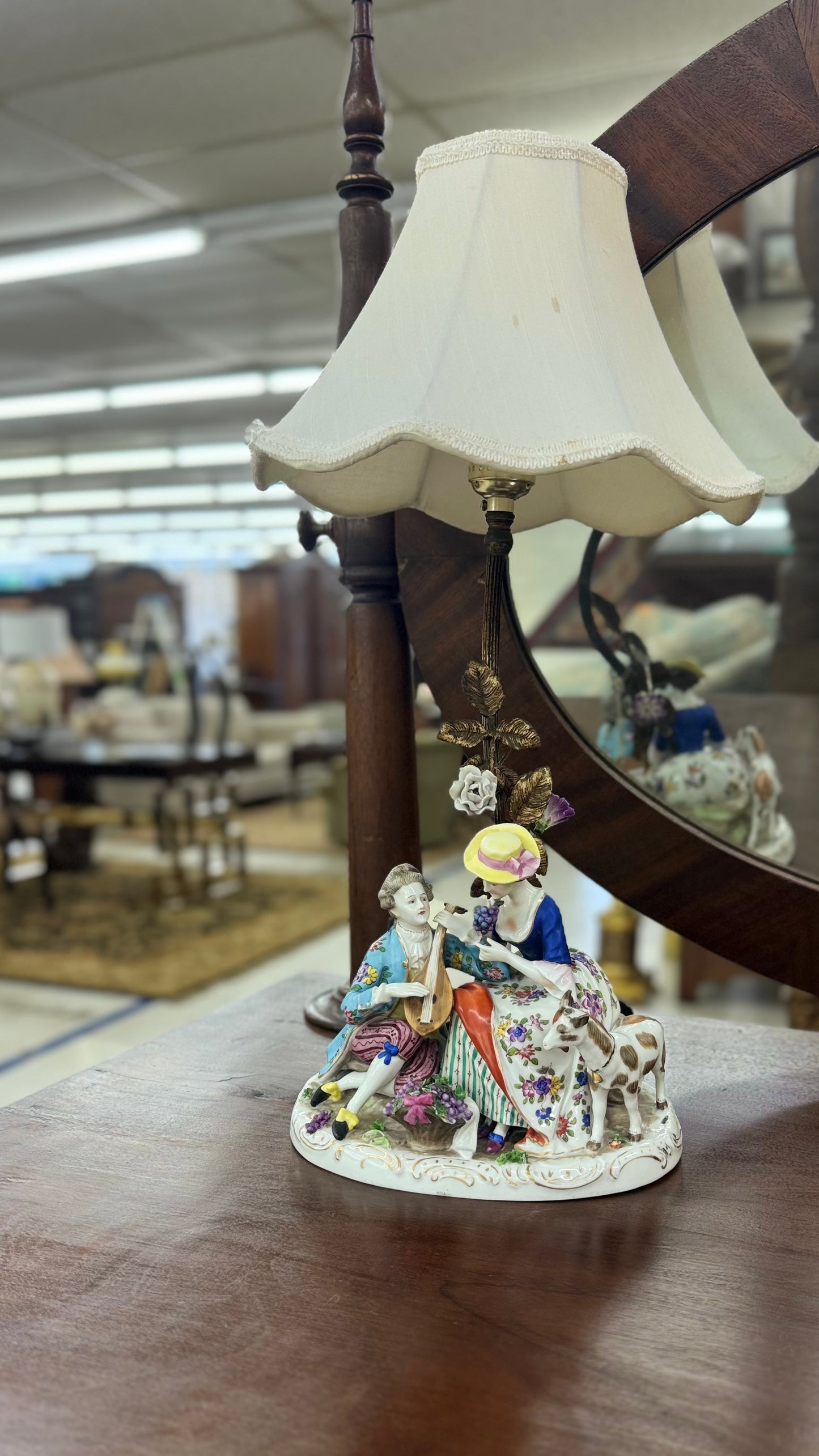 Vintage European Porcelain Figural Lamp