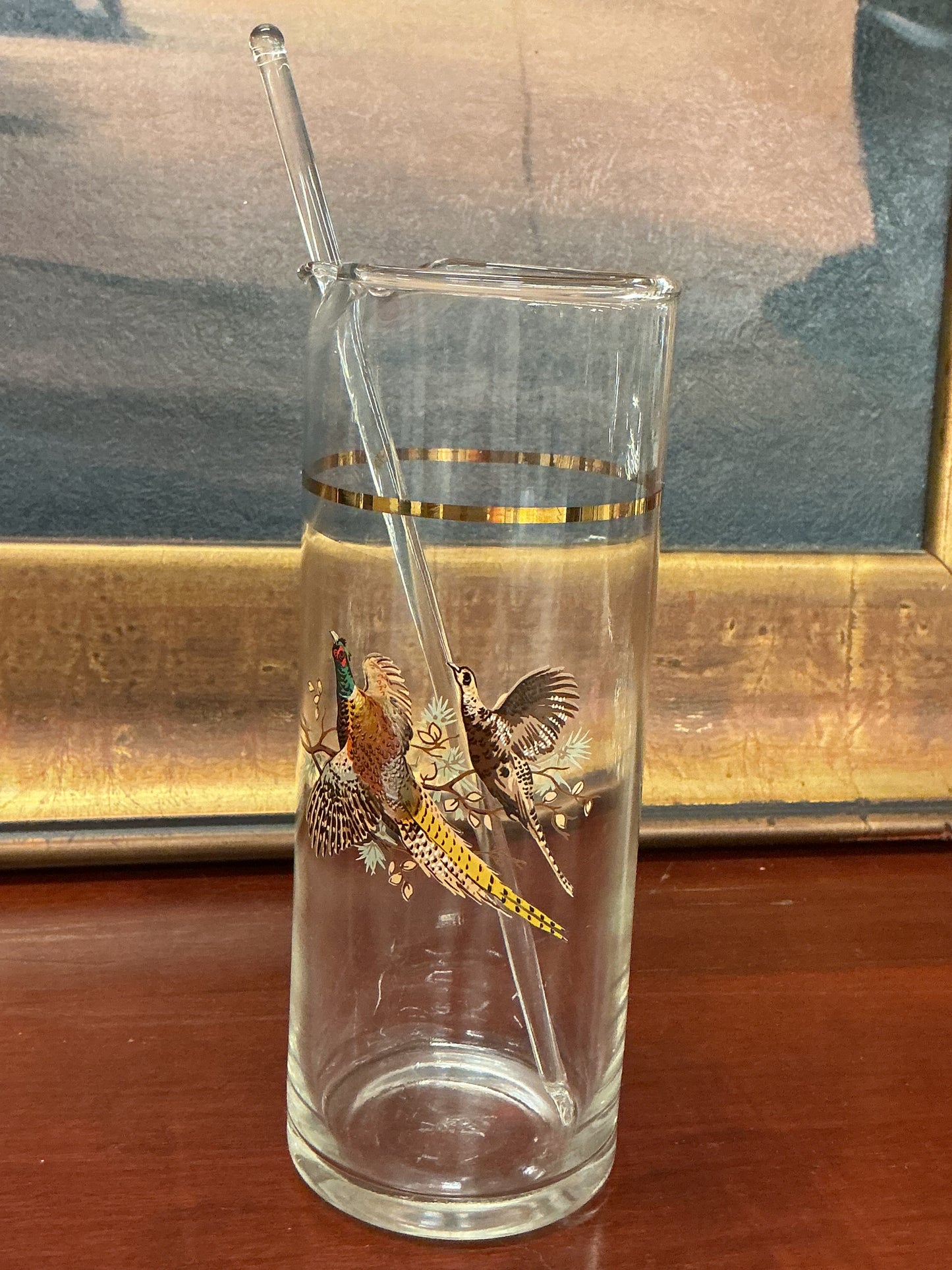 Vintage Pheasant Highball Pitcher w/ Stirrer