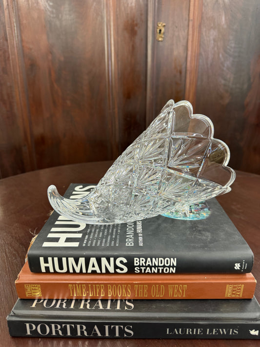 Vintage Crystal Cornucopia Vase